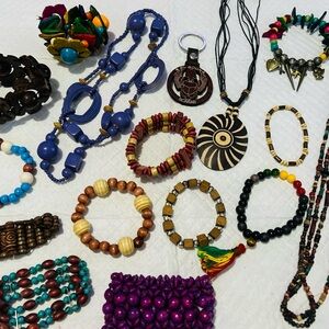 Handmade Multicolor Women’s wooden Beaded Bracelet Lot